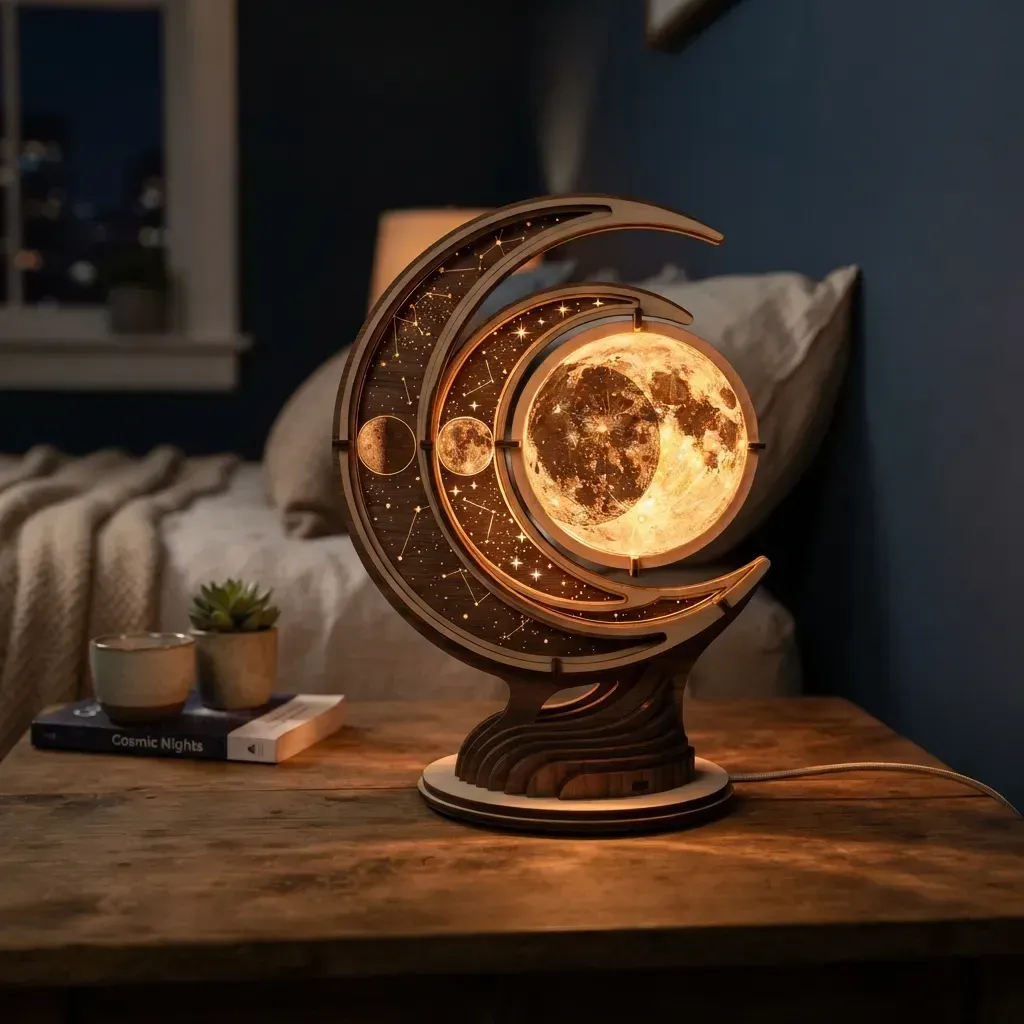 Wooden Night Light Lunar Eclipse Home Decor
