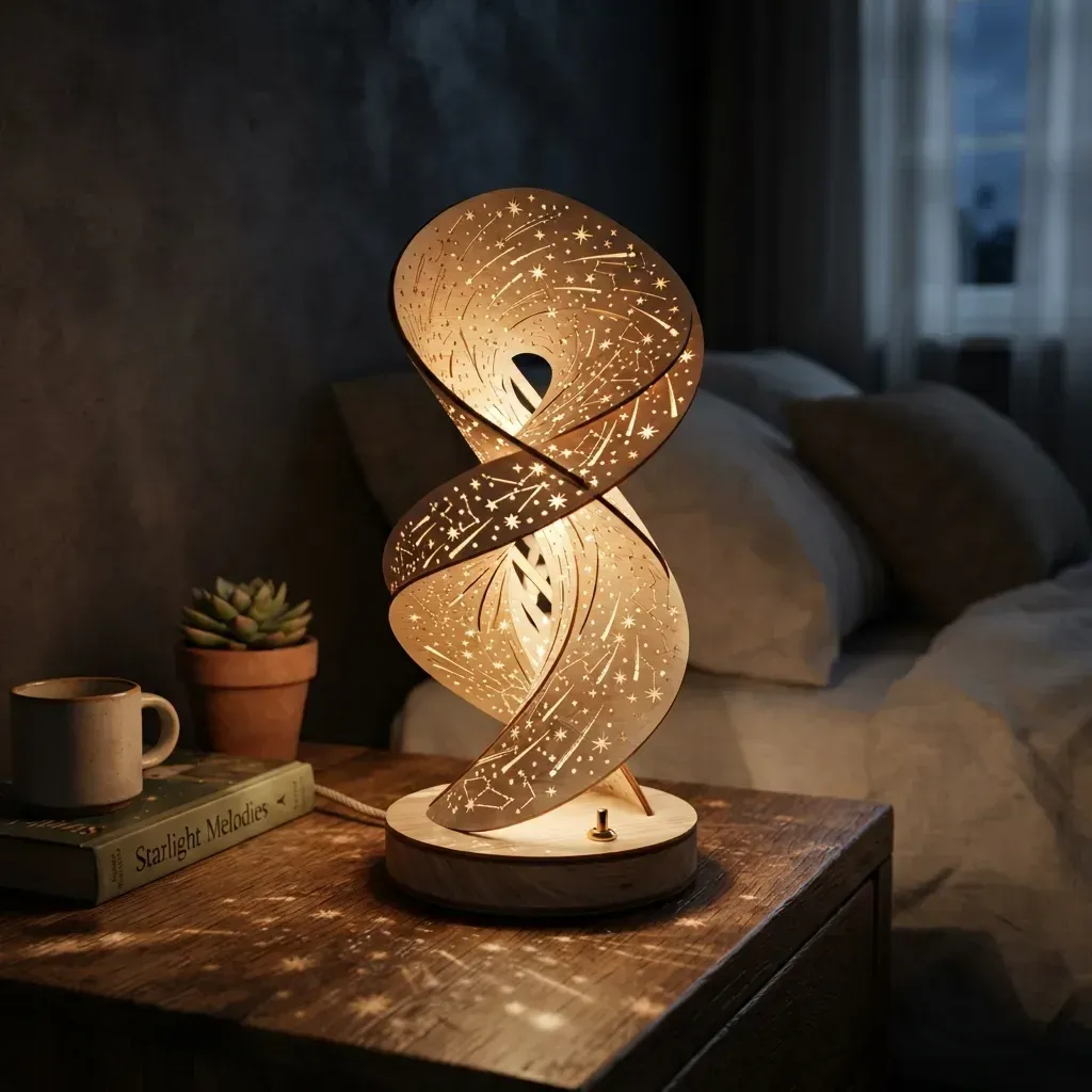 Wooden Night Light Meteor Shower Home Decor