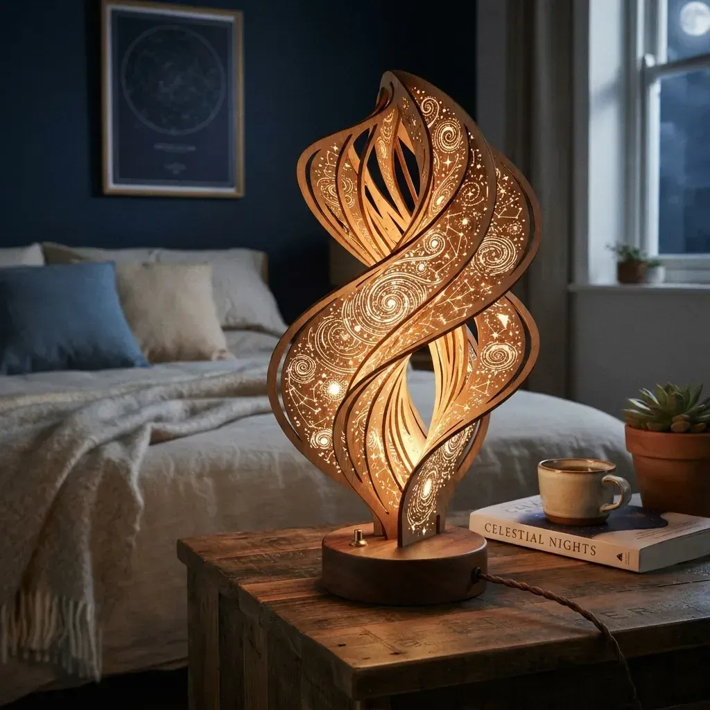 Wooden Night Light Cosmic Dust Cloud Home Decor