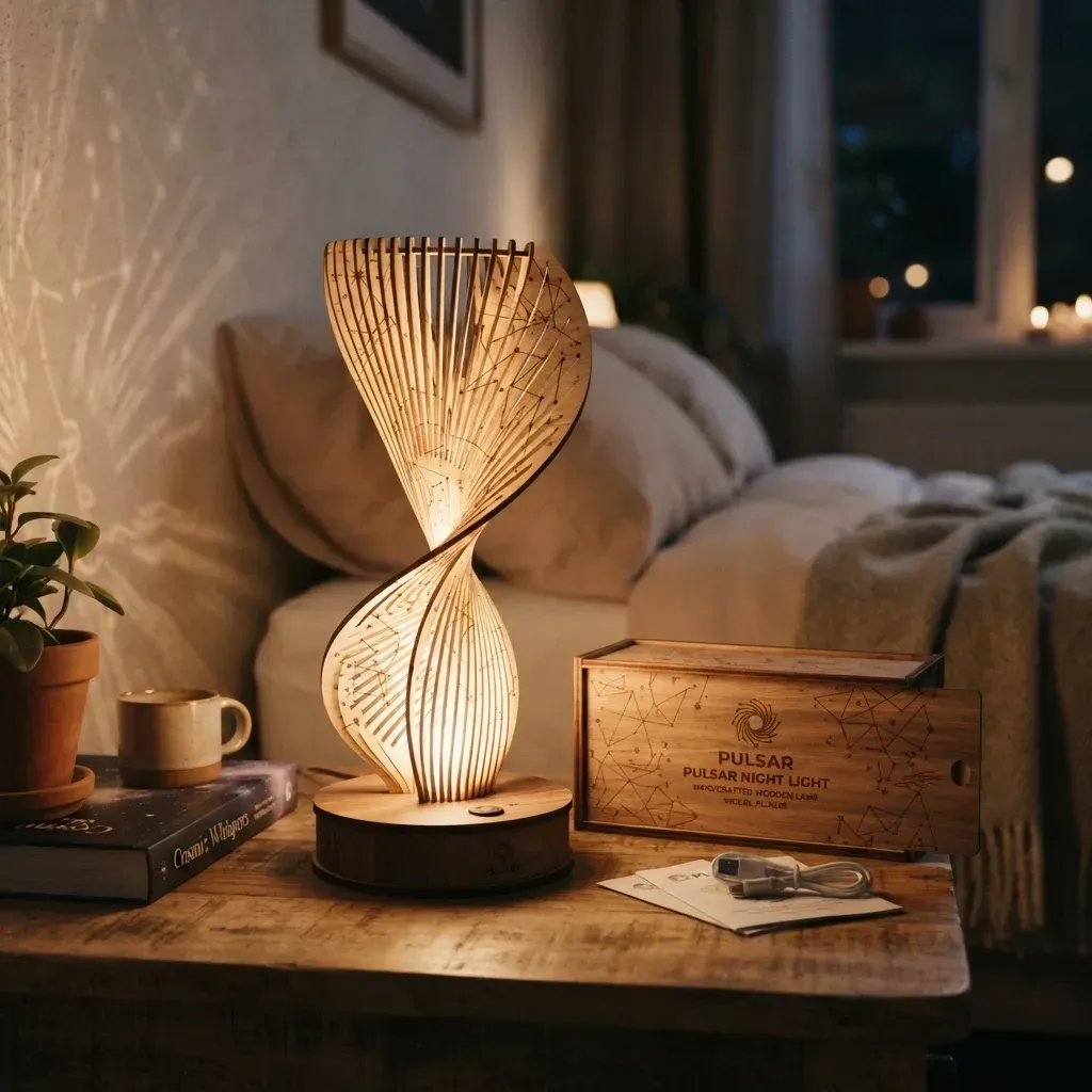 Wooden Night Light Pulsar Home Decor