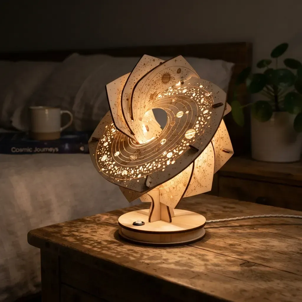 Wooden Night Light Asteroid Belt Home Decor