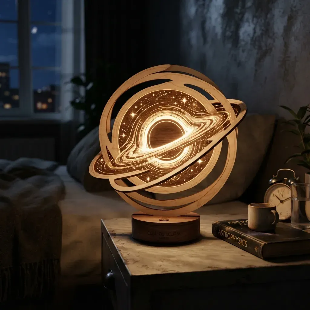 Wooden Night Light Black Hole Home Decor