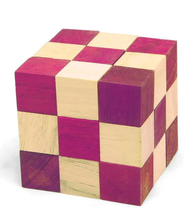 Red Snake Wooden Cube Challenge Puzzle For Home Office