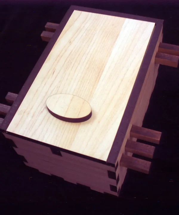 Pueblo Style Wooden Secret Compartment Puzzle Storage Box