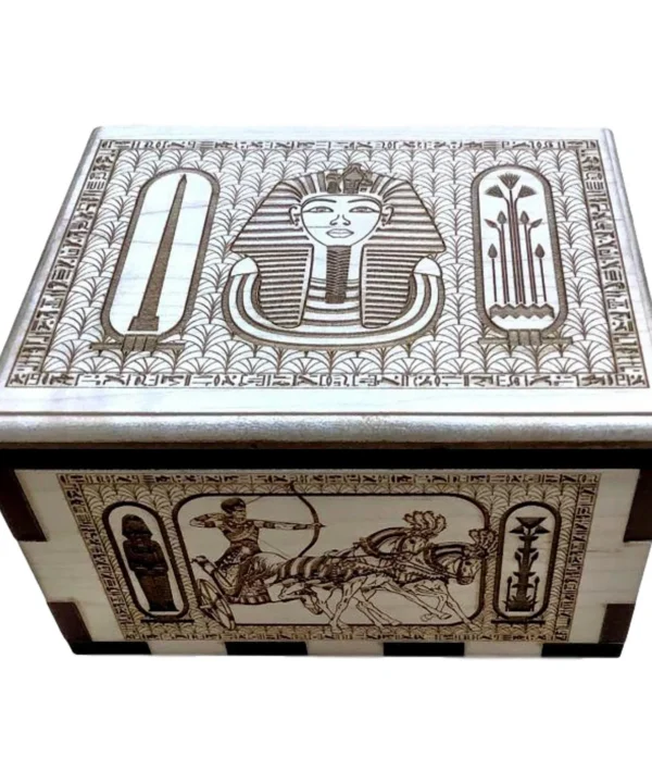 Egyptian Theme Maple Wooden Sequential Discovery Puzzle Box