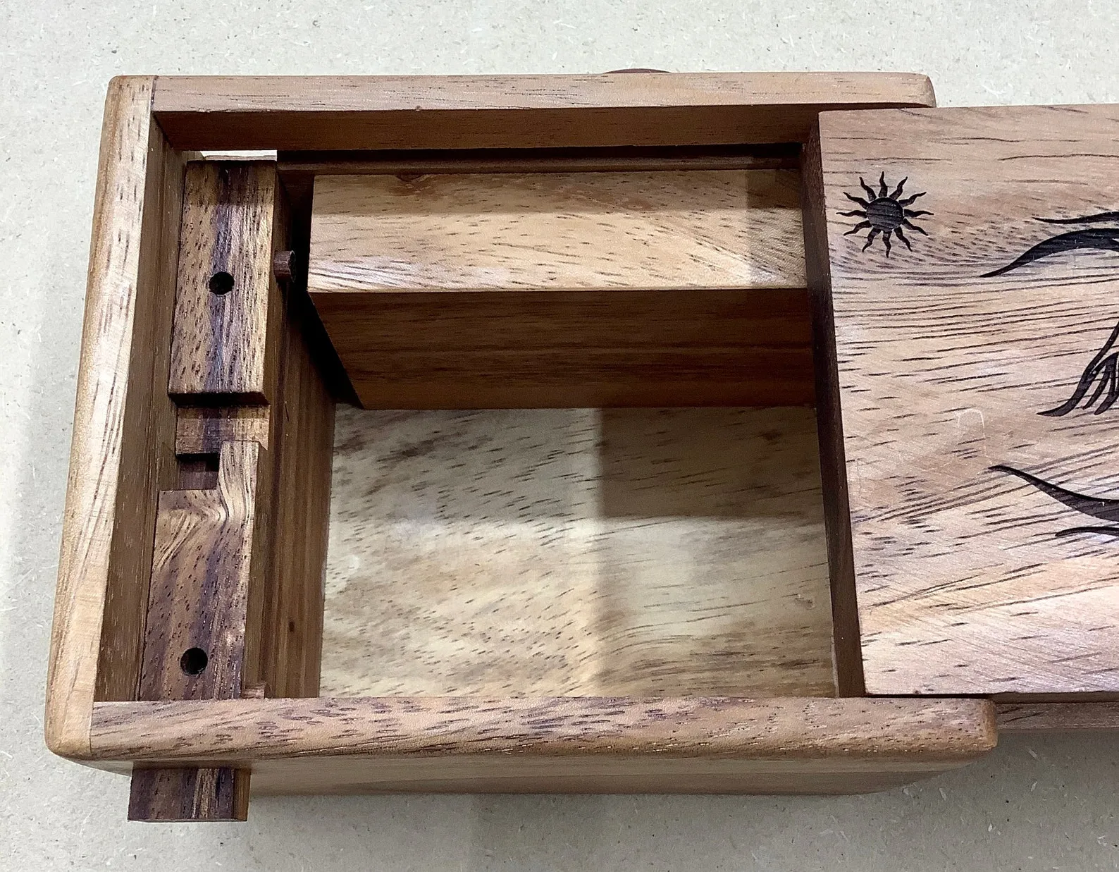 Egyptian Theme Maple Wooden Sequential Discovery Puzzle Box - Image 4