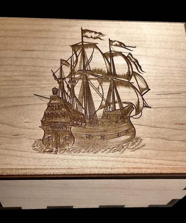 Tall Ship Hurricane Wooden Decorative Puzzle Box