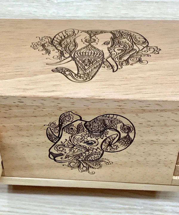 Animal Motif Wooden Gift Card & Jewelry Puzzle Box