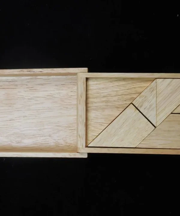 Rhombus Shape Wooden Five-Piece Transforming Puzzle in Engraved Box
