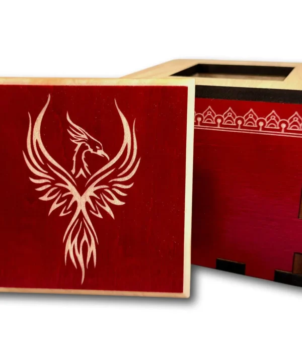 Firebird Wood Puzzle Box with Secret Stash Hidden Compartment
