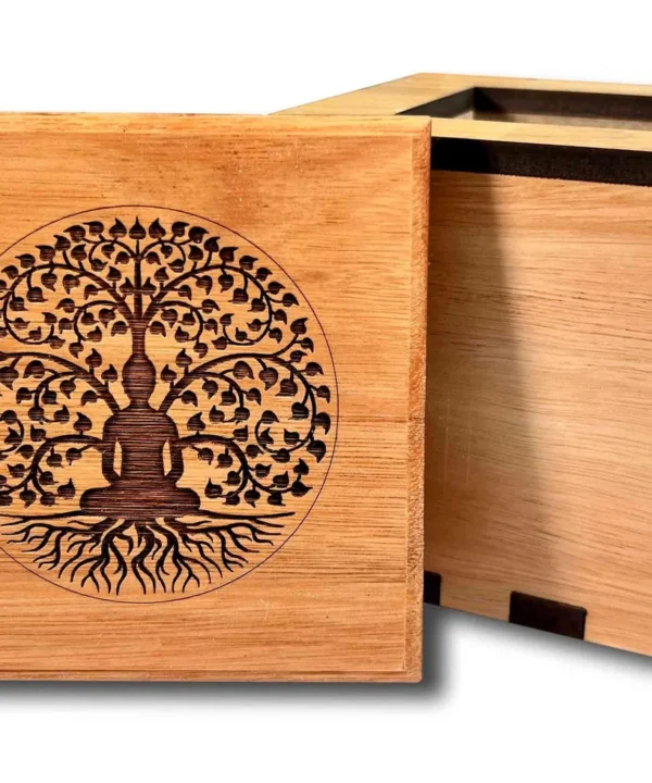 Eucalyptus Wood Secret Stash Puzzle Box with Engraved Tree Lid