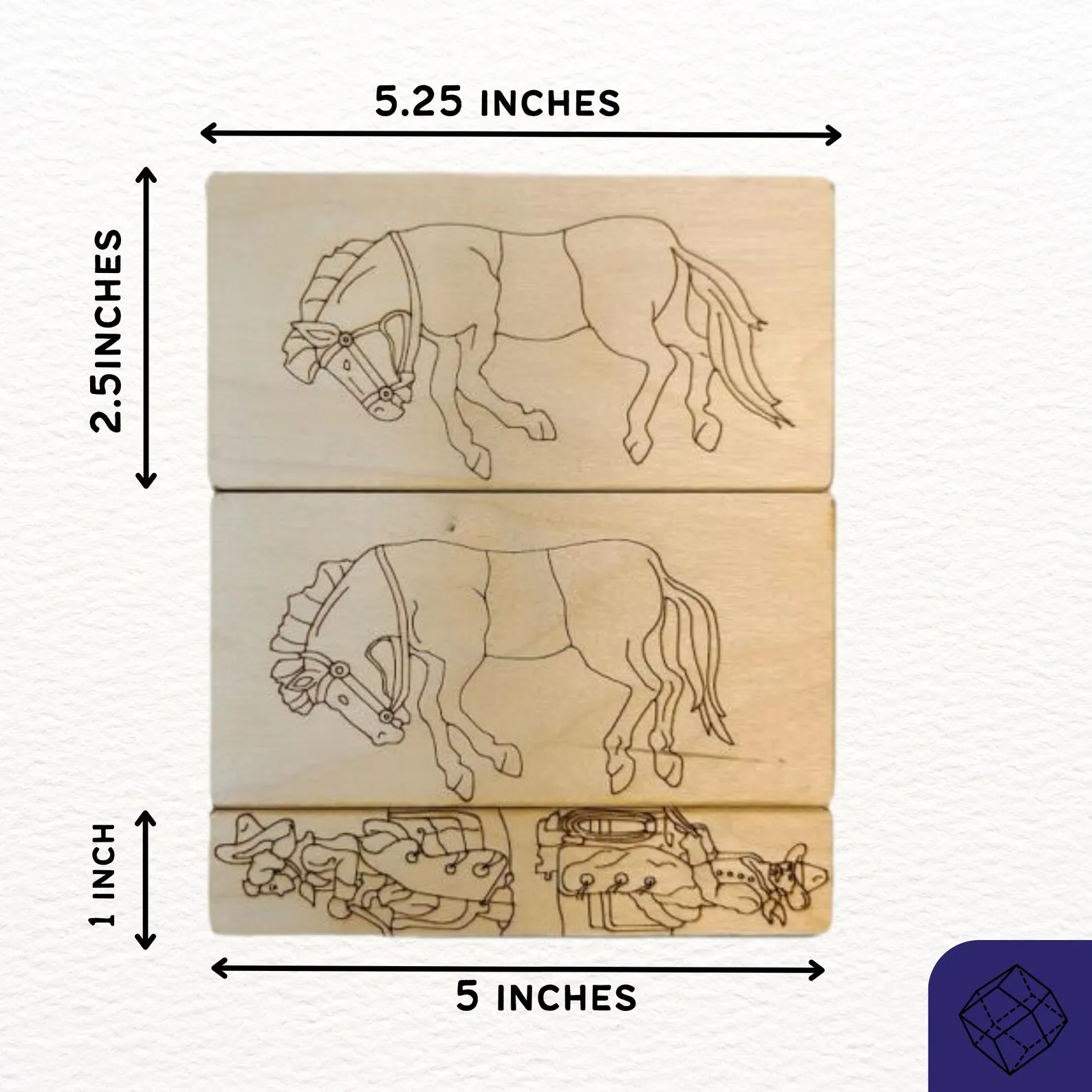 Saddle The Horses Vintage Wood Puzzle Set Classic Brain Teaser - Image 2